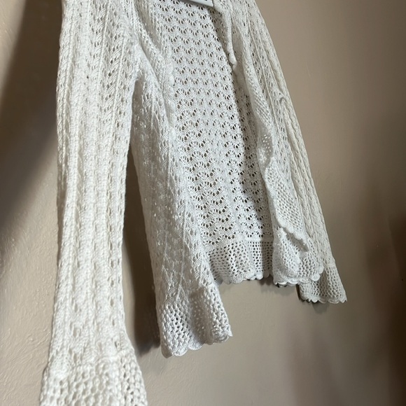 Point Elle cardigan sweater knit white sweater Size L - Picture 5 of 6